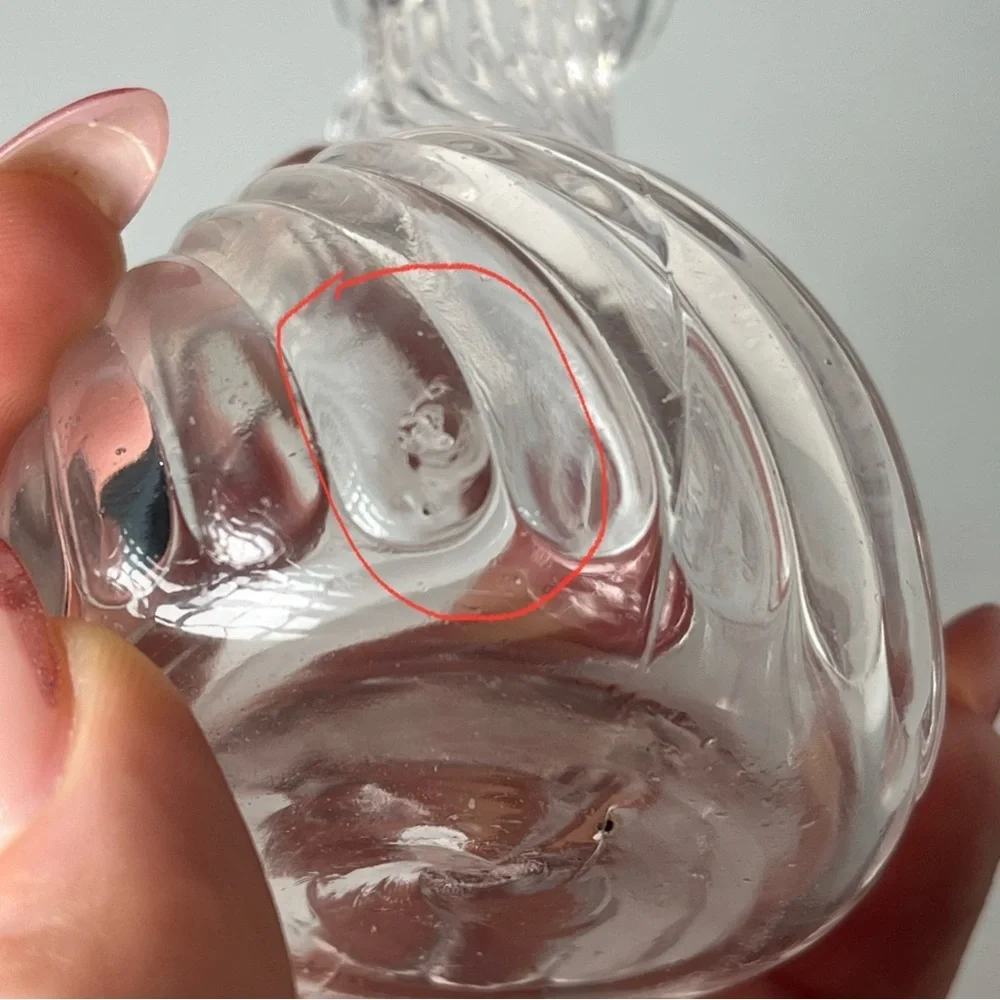 Vintage Clear Glass Oil /Vinegar Cruet Bottle With Swirl Pattern & Ball Stopper